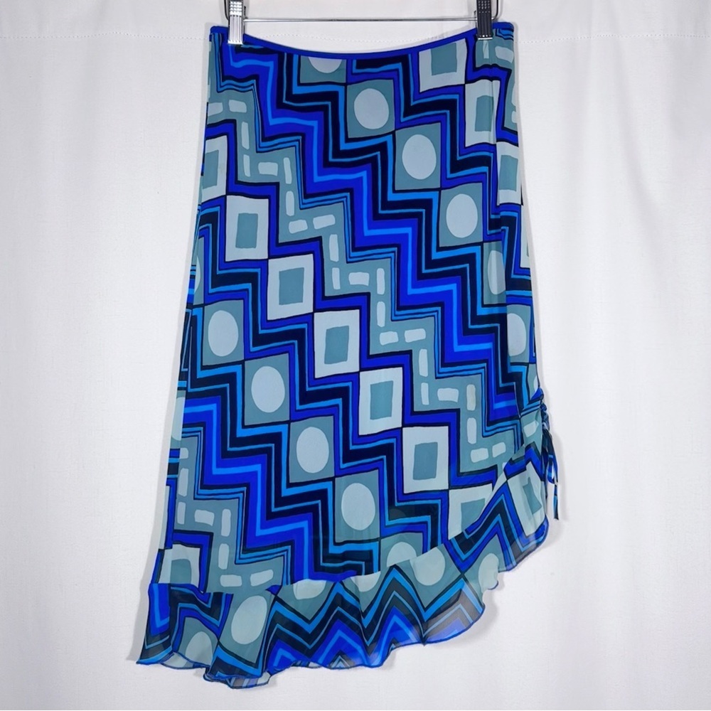 Y2K Studio Soleil Blue Geometric Asymmetrical Skirt
